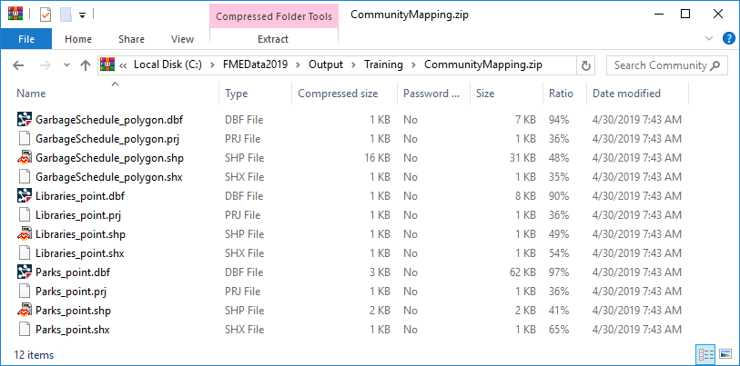 Selected tables have been written to Shapefile format